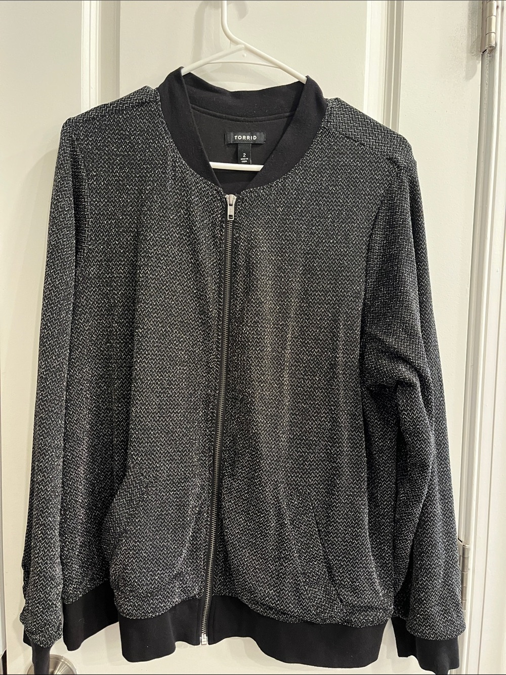 torrid Black Herringbone Zip-Up womens bomber  Jacket